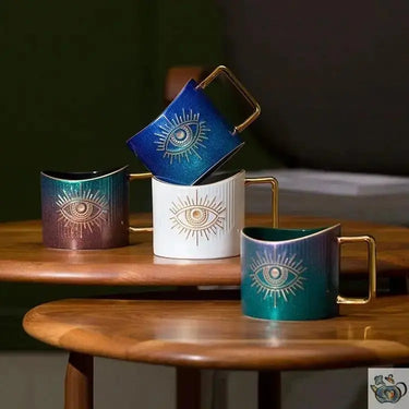 Grande tasse irisée oeil porte bonheur | Théières à la folie
